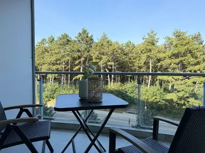 Ein Balkon oder eine Terrasse in der Unterkunft Strandhaus Nordseebrandung Fewo B4.1