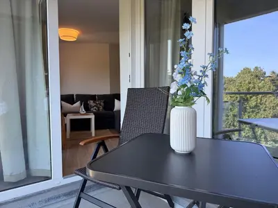 Ein Balkon oder eine Terrasse in der Unterkunft Strandhaus Nordseebrandung Fewo A3.3