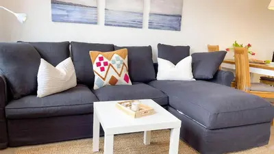 Ein Sitzbereich in der Unterkunft Strandhaus Nordseebrandung Fewo C1.4