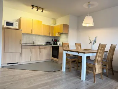 Küche/Küchenzeile in der Unterkunft Strandhaus Nordseebrandung Fewo B3.2