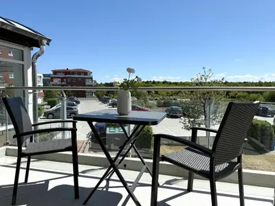 Ein Balkon oder eine Terrasse in der Unterkunft Strandhaus Nordseebrandung Fewo B3.1