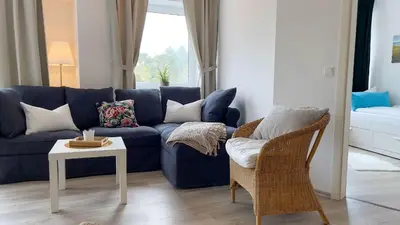 Ein Sitzbereich in der Unterkunft Strandhaus Nordseebrandung Fewo B2.3