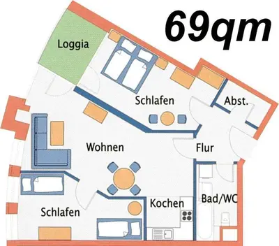 Grundriss der Unterkunft Strandhaus Nordseebrandung Fewo B2.3