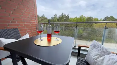 Ein Balkon oder eine Terrasse in der Unterkunft Strandhaus Nordseebrandung Fewo B2.3