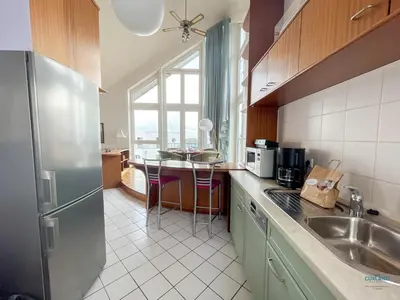 Küche/Küchenzeile in der Unterkunft Urlaub direkt in der City Marina