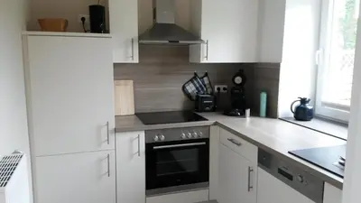 Küche/Küchenzeile in der Unterkunft Ferienwohnung Waterkant