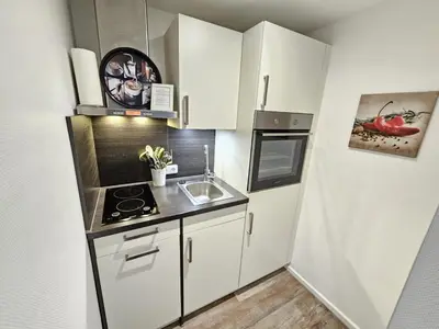 Küche/Küchenzeile in der Unterkunft Appartementhaus Kogge Wohnung 7