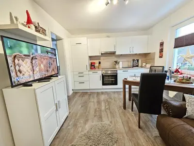 Küche/Küchenzeile in der Unterkunft Appartementhaus Kogge Wohnung 11