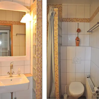 Ein Badezimmer in der Unterkunft Ferienhaus Exner hinter dem Deich