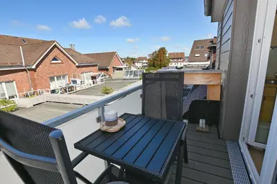 Ein Balkon oder eine Terrasse in der Unterkunft Ferienwohnung NORDIA Allee und See
