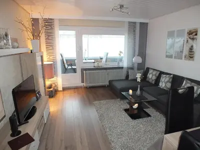 Ein Sitzbereich in der Unterkunft Watten-Blick 1