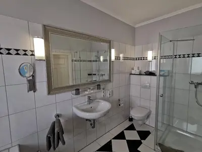 Ein Badezimmer in der Unterkunft Haus Deichvoigt
