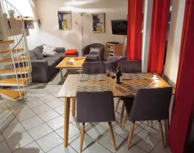 Ein Sitzbereich in der Unterkunft Ferienhaus Sören