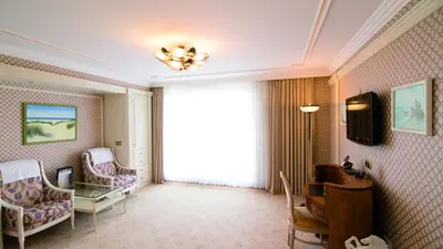 Ein Sitzbereich in der Unterkunft Seeschlößchen - Hotel Strandperle