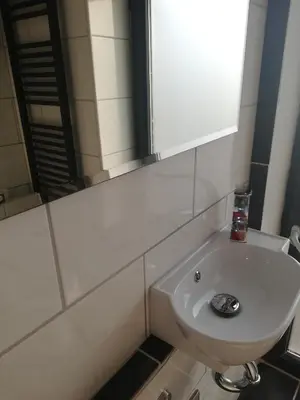 Ein Badezimmer in der Unterkunft FeWo Am Ententeich Bergstraße 15