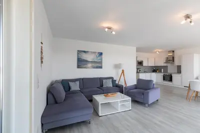 Ein Sitzbereich in der Unterkunft Quartier Hohe Geest - Wohnung Meerzeit