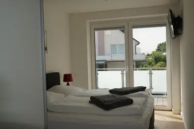Ein Bett oder Betten in einem Zimmer der Unterkunft Ferienwohnung 'Hohe Geest Whg. 6'