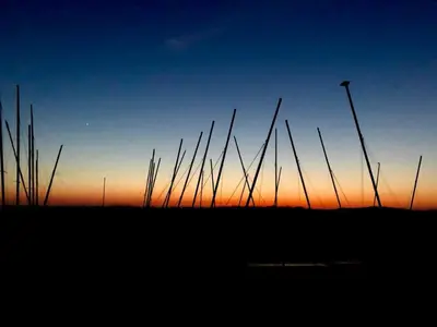 Blick auf den Sonnenuntergang/Sonnenaufgang von der Ferienwohnung aus oder aus der Nähe