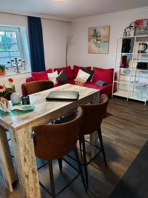 Ein Sitzbereich in der Unterkunft Gästequartier Schlummerkasten