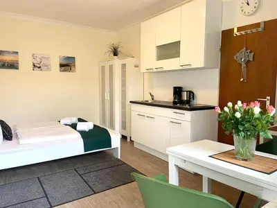 Küche/Küchenzeile in der Unterkunft Ferienwohnung strandnah im Haus Frauenpreiss 56