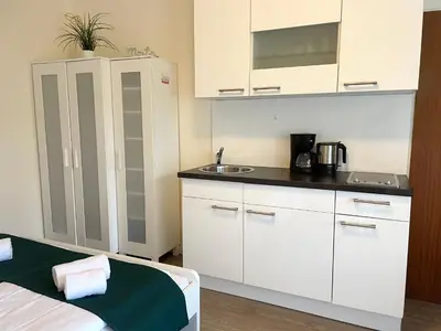 Küche/Küchenzeile in der Unterkunft Ferienwohnung strandnah im Haus Frauenpreiss 56
