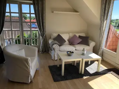 Ein Sitzbereich in der Unterkunft Ferienwohnung Op'n Rugenbarg 70