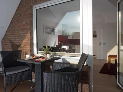 Ein Sitzbereich in der Unterkunft Appartement Lehnsweg 8, Büsum