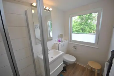 Ein Badezimmer in der Unterkunft Ferienhaus Deichgräfin
