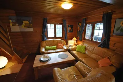 Ein Sitzbereich in der Unterkunft Ferienhaus Buddelschiff