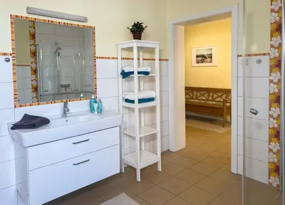 Ein Badezimmer in der Unterkunft Ferienwohnung Medemspeicher