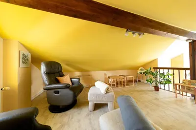 Ein Sitzbereich in der Unterkunft Ferienhaus Zavelberg