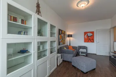Ein Sitzbereich in der Unterkunft Am Seedeich 7, Wohnung 4