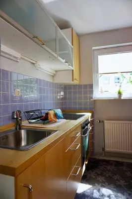 Küche/Küchenzeile in der Unterkunft Ferienwohnung Wattfischer