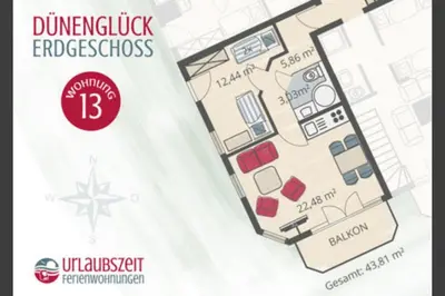 Grundriss der Unterkunft Dünenglück, Ferienwohnung 13