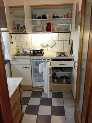 Küche/Küchenzeile in der Unterkunft Strandnahe Ferienwohnung Duhnen - Garten, Strandkorb, 4 Personen