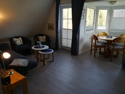 Ein Sitzbereich in der Unterkunft Scharhörn, Ferienwohnung 14