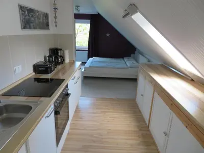 Küche/Küchenzeile in der Unterkunft Ferienwohnung Seestern