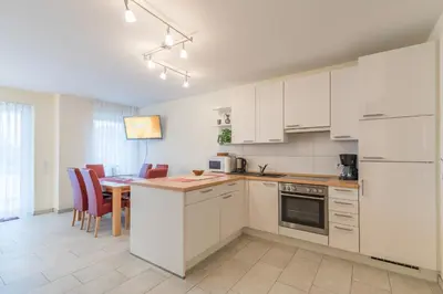 Küche/Küchenzeile in der Unterkunft Dünenflair Wohnung 2