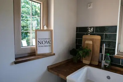 Ein Badezimmer in der Unterkunft Lytte Hytte - Ferienhaus Wingst