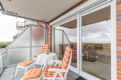 Ein Balkon oder eine Terrasse in der Unterkunft Duhner Seedüne Wohnung 7