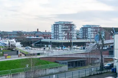 Ein allgemeiner Blick auf Cuxhaven oder ein Stadtblick von der Ferienwohnung aus