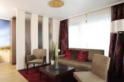 Ein Sitzbereich in der Unterkunft Hotel Seelust