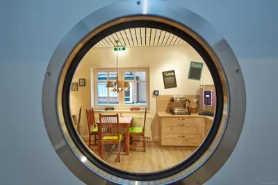 Küche/Küchenzeile in der Unterkunft Bernstein-Hotel Bootshaus