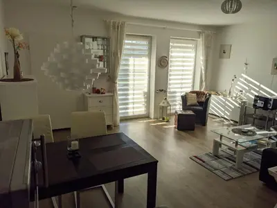 Ein Sitzbereich in der Unterkunft Ferienwohnung Wattfinca