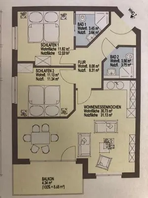 Grundriss der Unterkunft Ferienresidenz Cuxhaven
