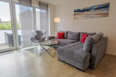 Ein Sitzbereich in der Unterkunft Hotel Hafen Büsum