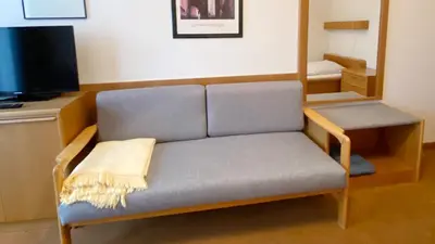 Ein Sitzbereich in der Unterkunft Seehotel Geestland