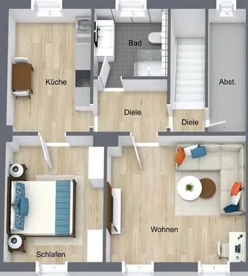 Grundriss der Unterkunft FEDDERSEN LIVING Moderne Ferienwohnungen - Gemütlich - Netflix - Voll ausgestattet - Waschmaschine - zentral gelegen