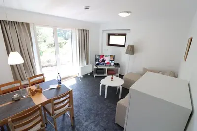 Ein Sitzbereich in der Unterkunft Haus Heideblick
