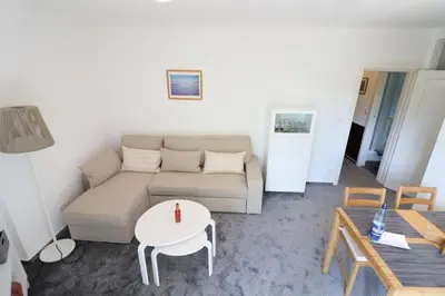Ein Sitzbereich in der Unterkunft Haus Heideblick